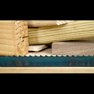  Close Up Shot, Wood Background, QSaw, Q201 Series Hard Back Carbon Band Saw Blade